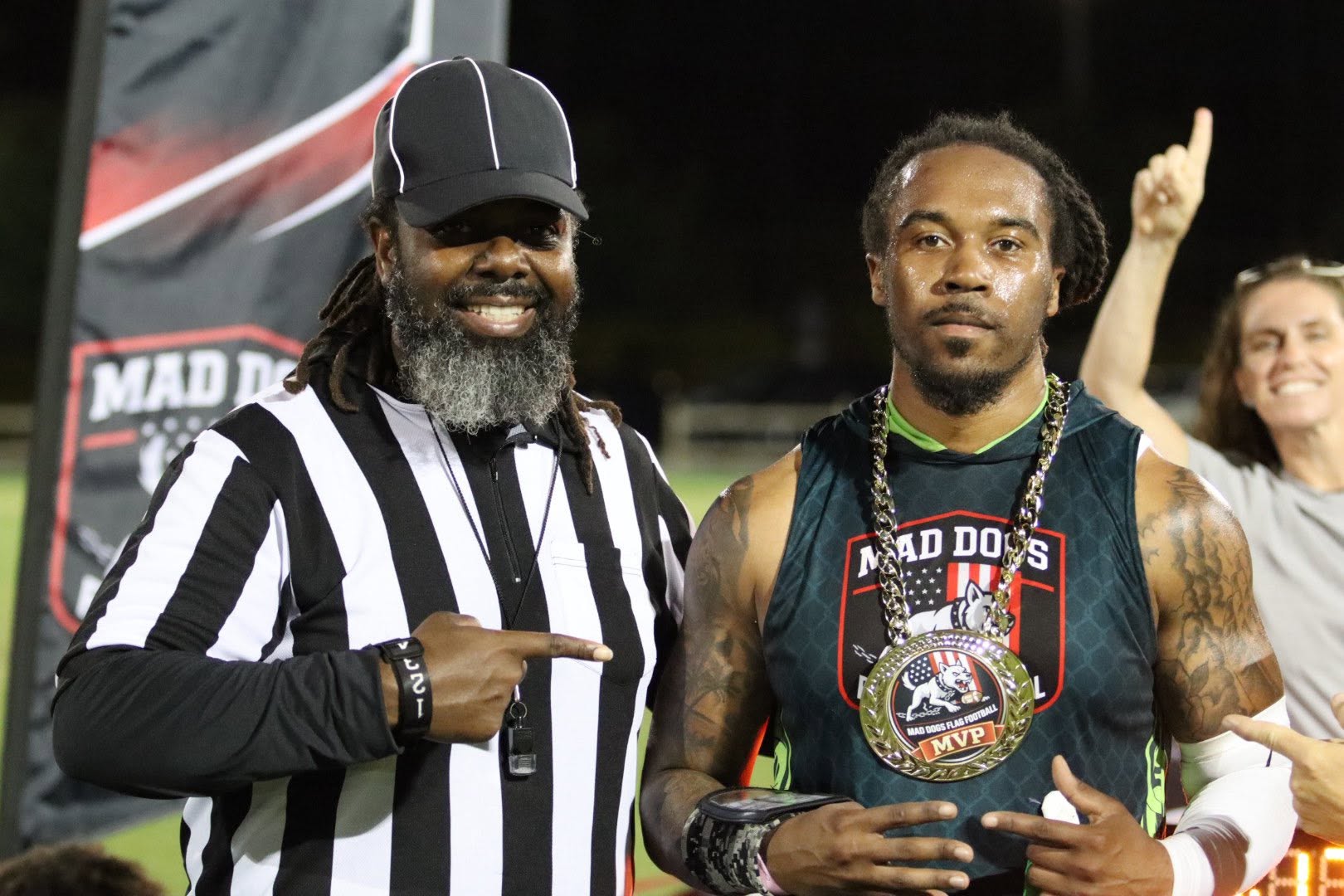 Mad Dogs adult flag football champion and referee
